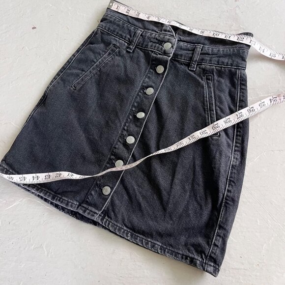 Anthropologie PILCRO Denim Paper Bag Skirt in Washed Black Size 0 - Picture 7 of 10